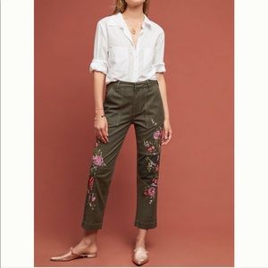 Anthropologie embroidered cargo pant size 27P